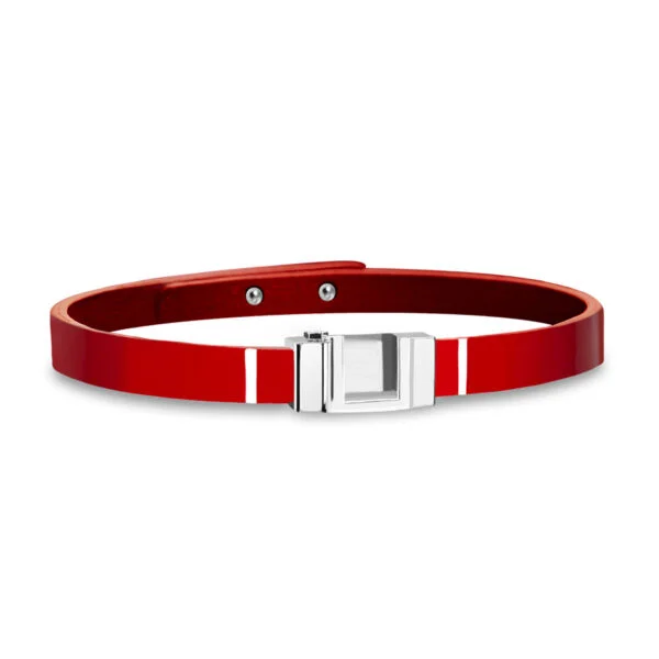 Bracelet interchangeable cuir de veau verni rouge