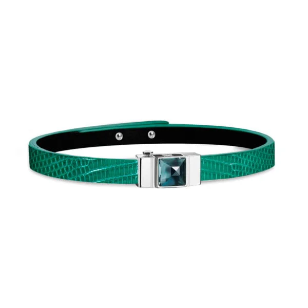 Bracelet en cuir de lézard vert