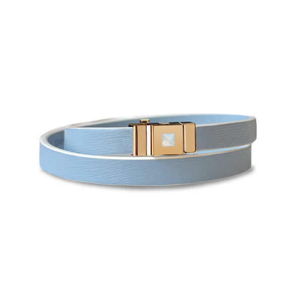 Bracelet double tour bleu ciel et cabochon pierre de lune