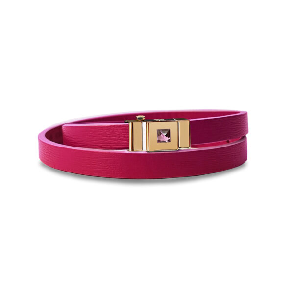 Bracelet double tour framboise et cabochon améthyste