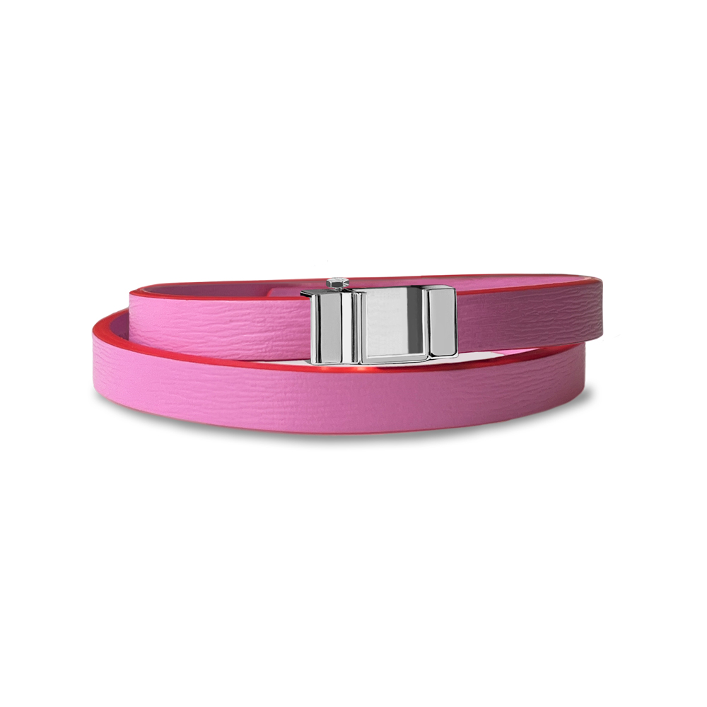 Monture bracelet double tour veau rose barbie