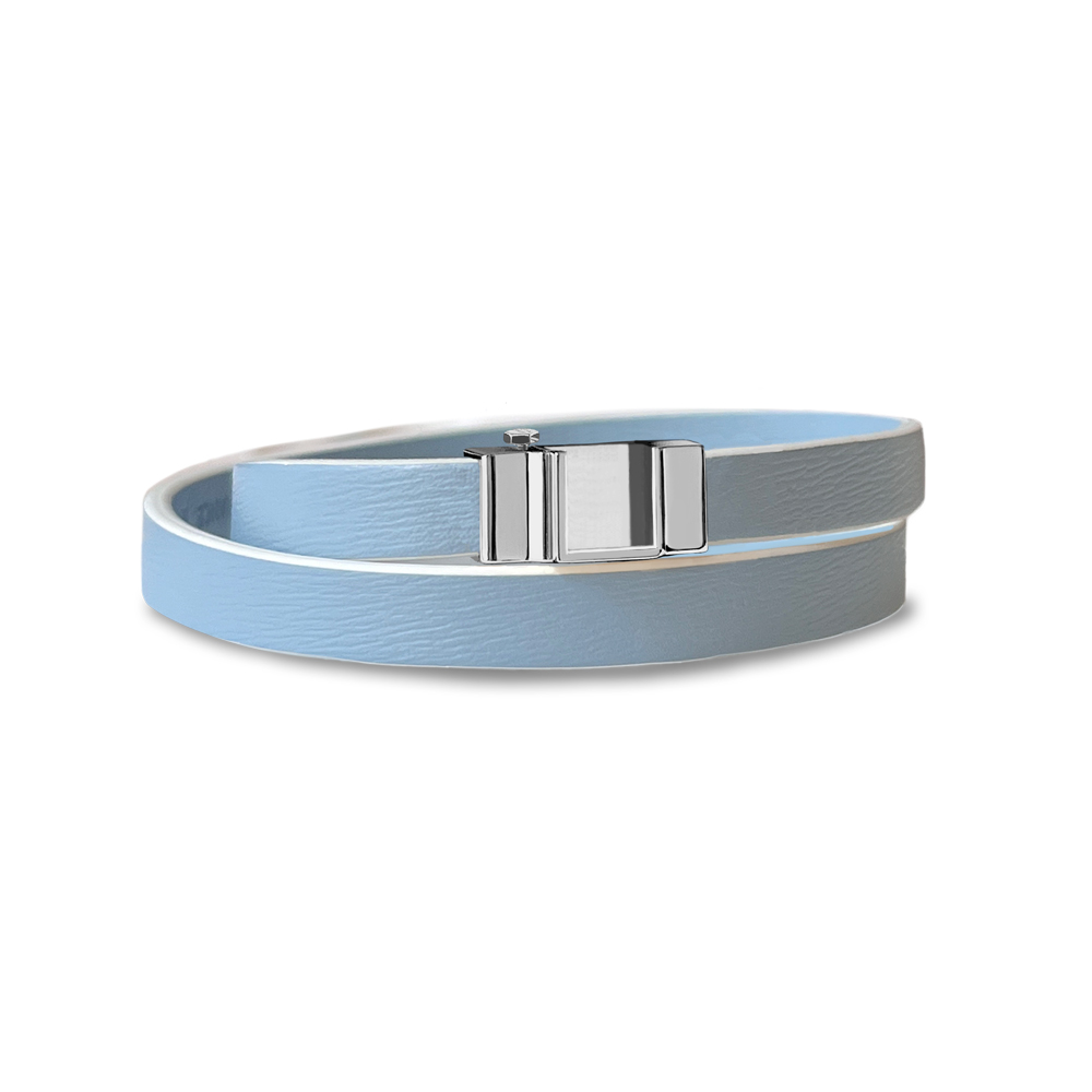 Monture bracelet double tour veau bleu ciel