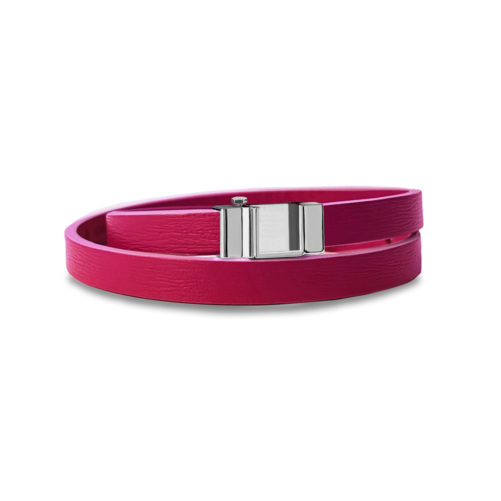 Monture bracelet double tour veau framboise