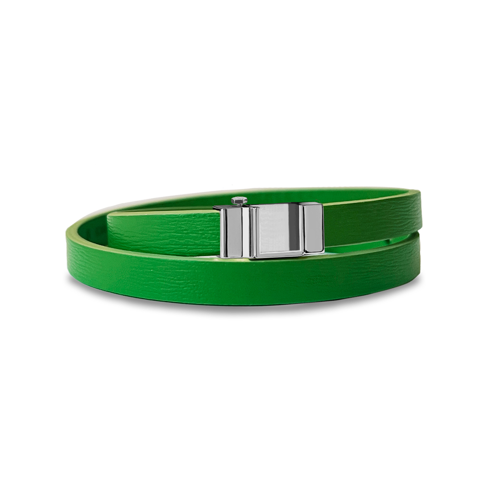 Monture bracelet double tour veau vert gazon