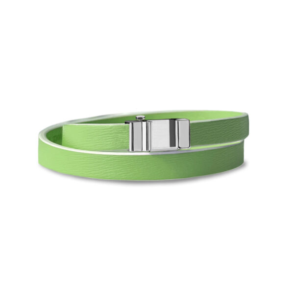 Bracelet double tour vert pomme palladium