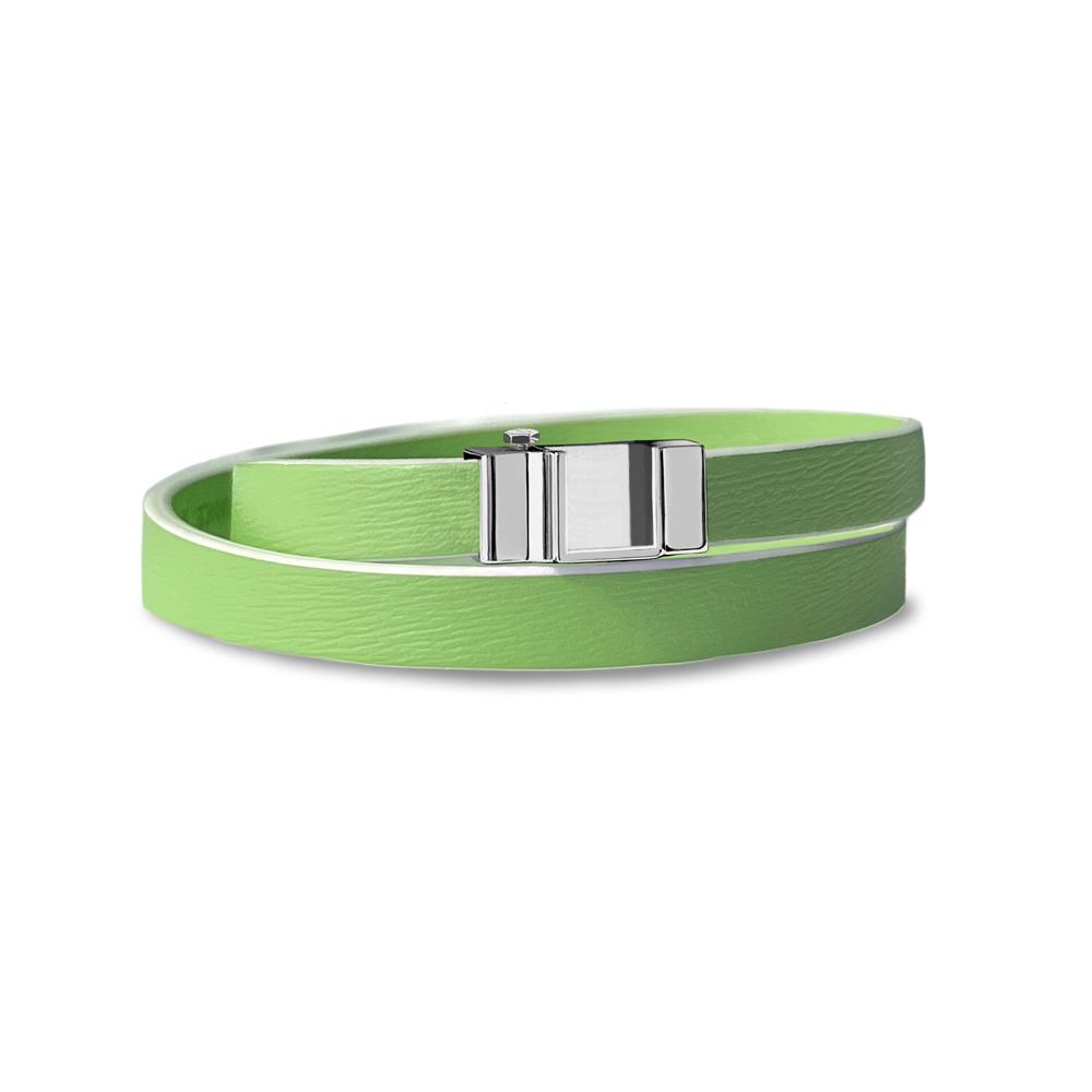 Bracelet double tour vert pomme palladium