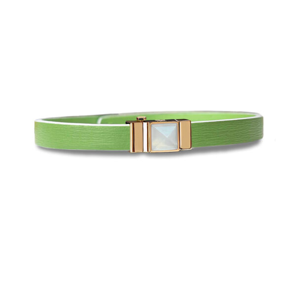 Bracelet double tour vert pomme et cabochon pierre de lune