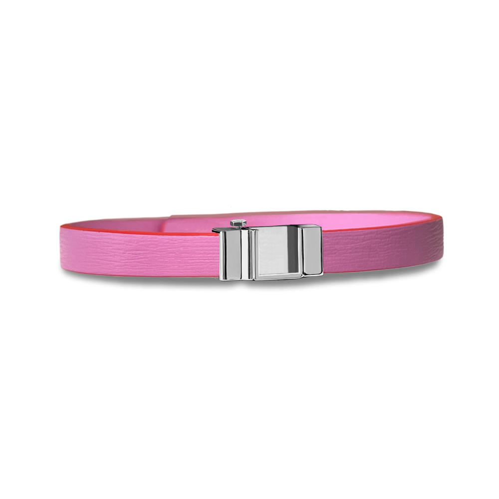 Monture bracelet simple tour palladium veau rose barbie